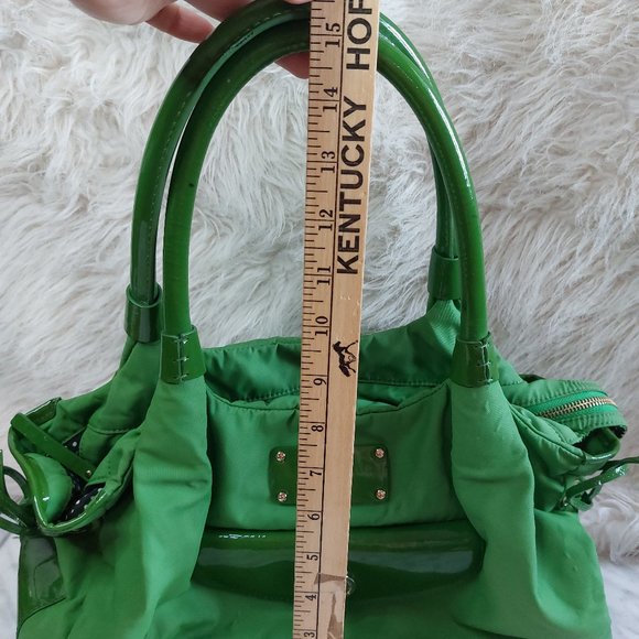 Kate Spade Green Nylon and Patent Leather Shoulder Bag - Picture 10 of 12